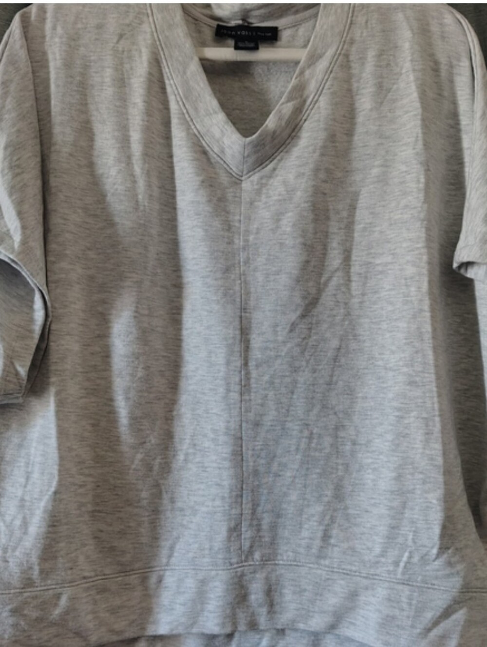 Joan Vass Soft Gray V-Neck Top